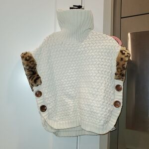 Aspen Kids Knit Sweater/Cape with Faux Fur Accents
